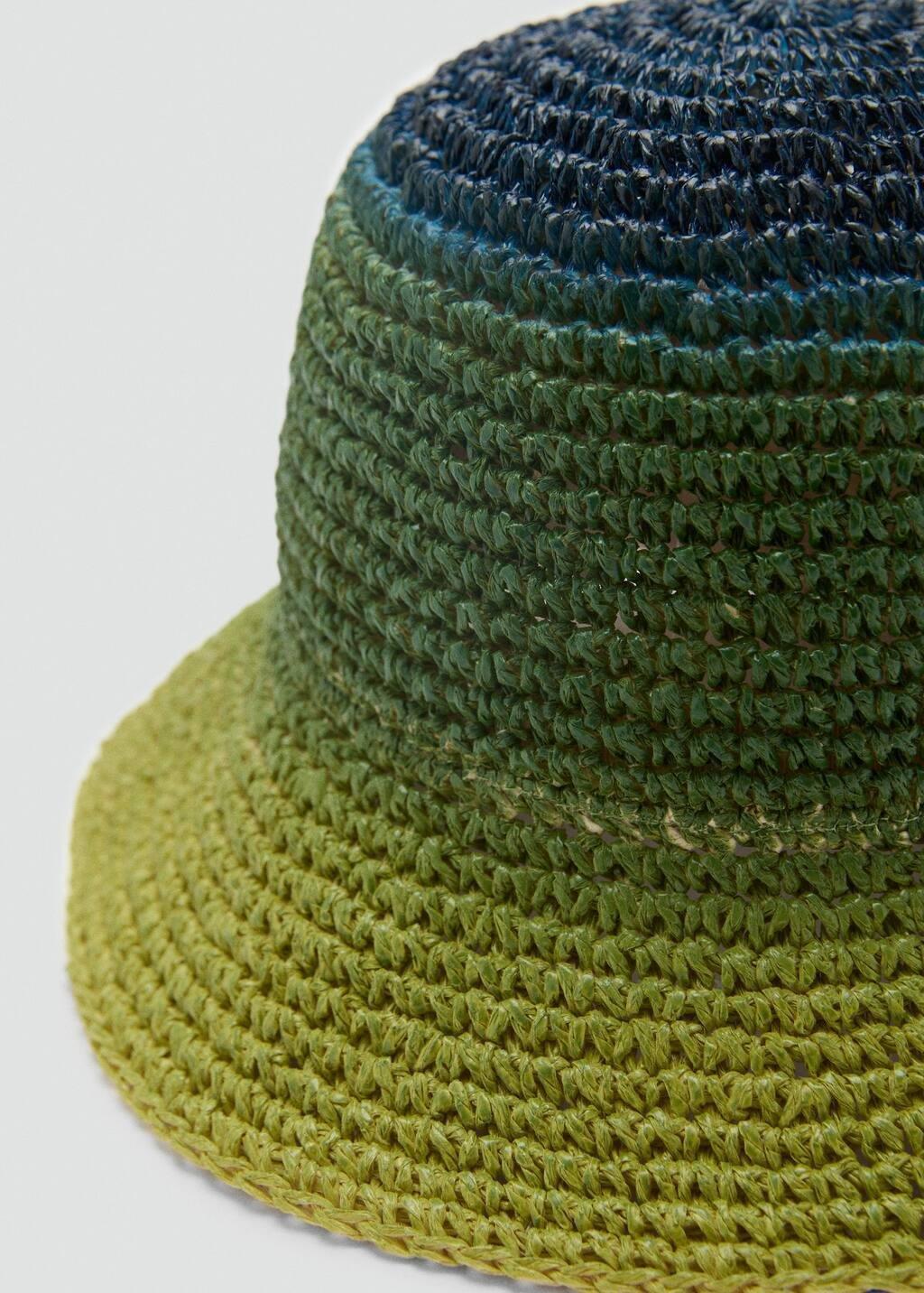 Green Natural Fibre Gradient Hat, Green, large image number 0