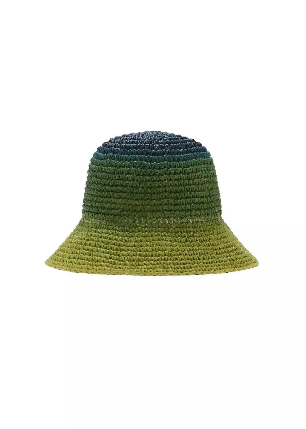 Green Natural Fibre Gradient Hat, Green, large image number 2