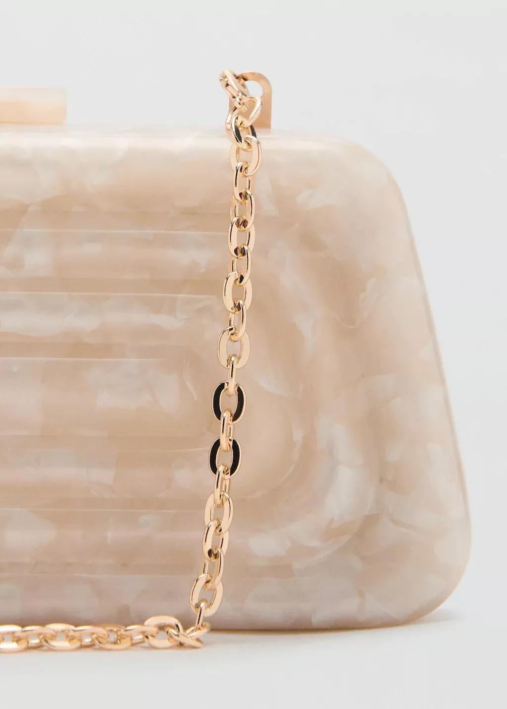 Beige Pearl-Effect Clutch Bag, Light Beige, large image number 1