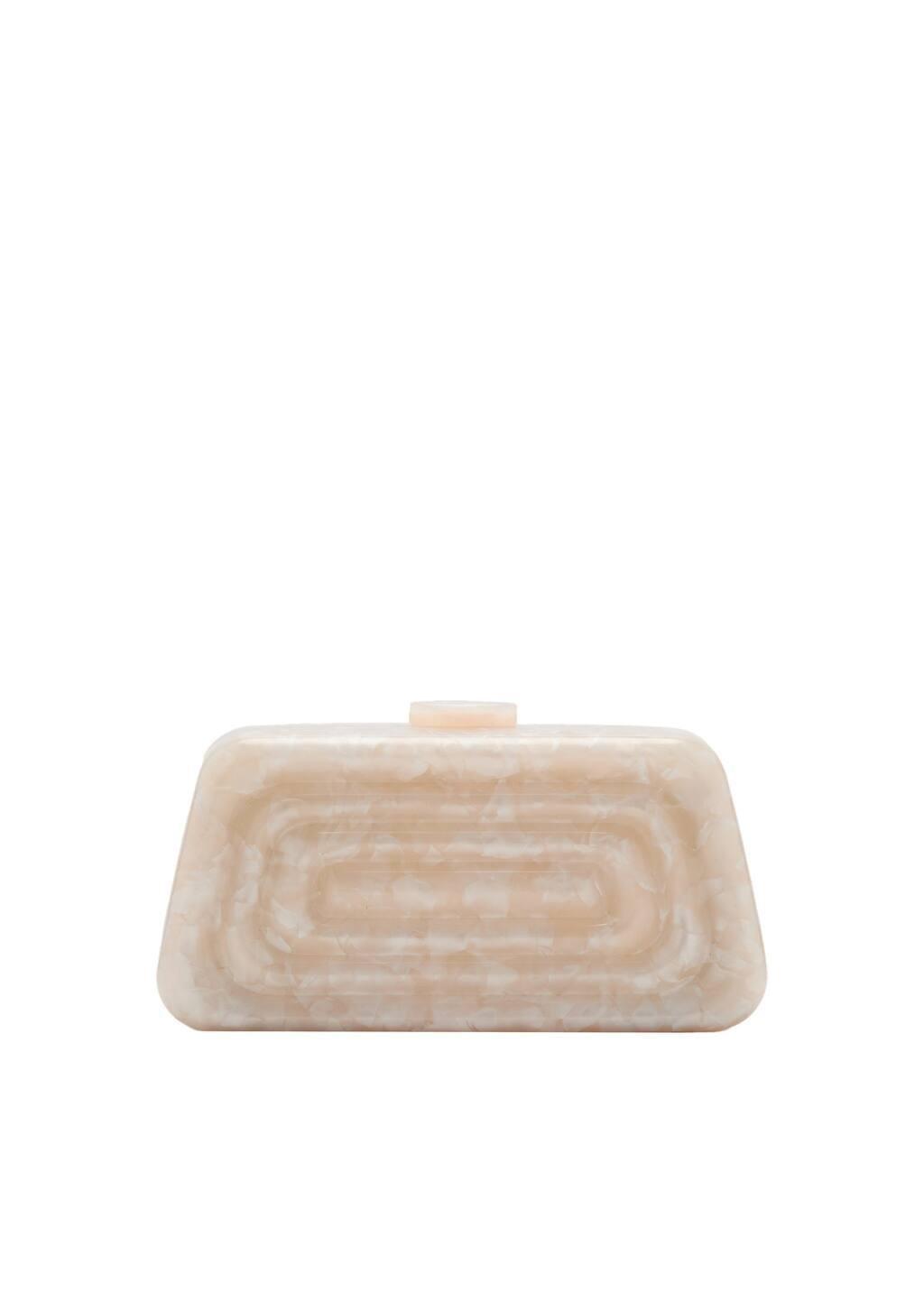 Beige Pearl-Effect Clutch Bag, Light Beige, large image number 2