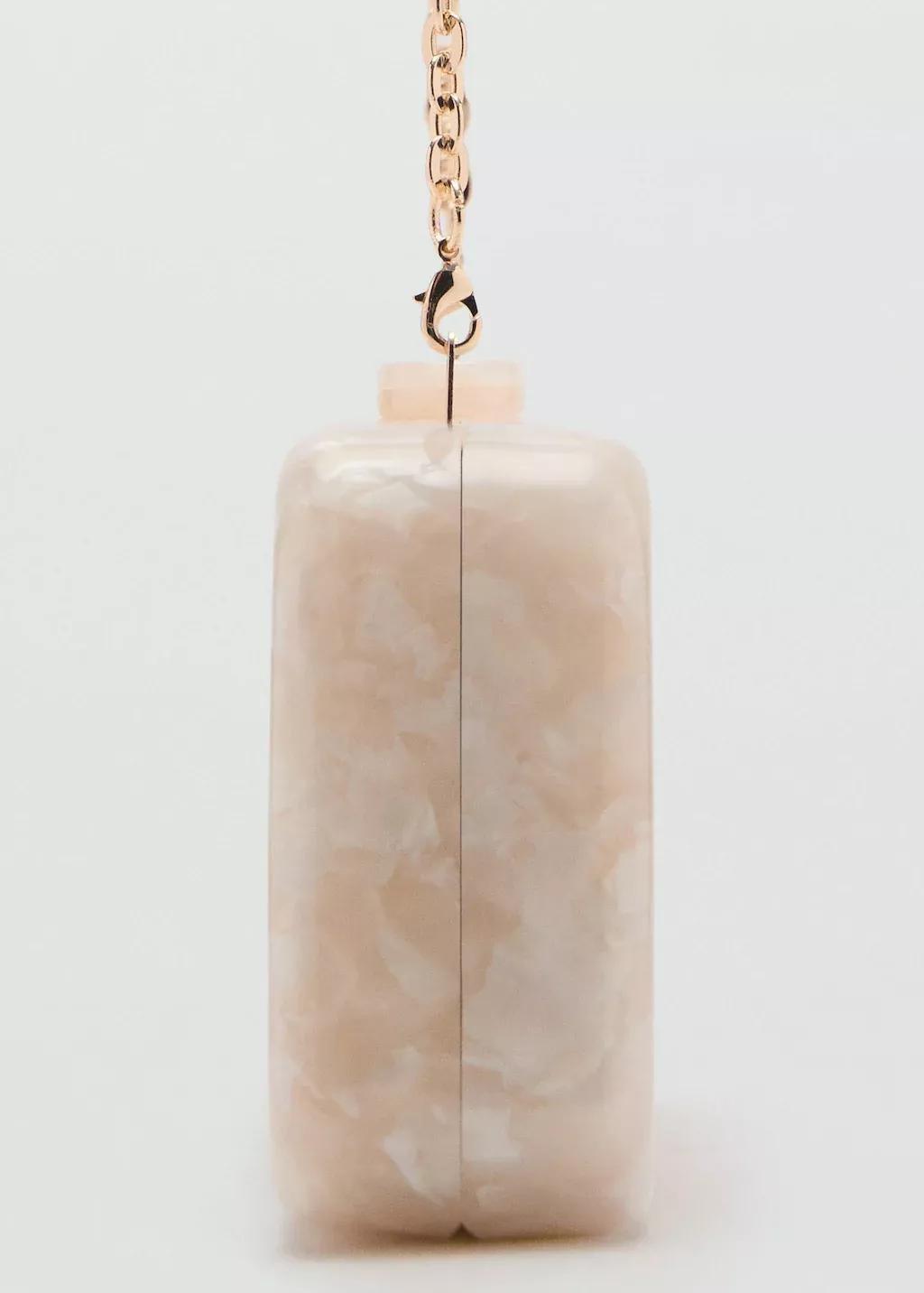 Beige Pearl-Effect Clutch Bag, Light Beige, large image number 3