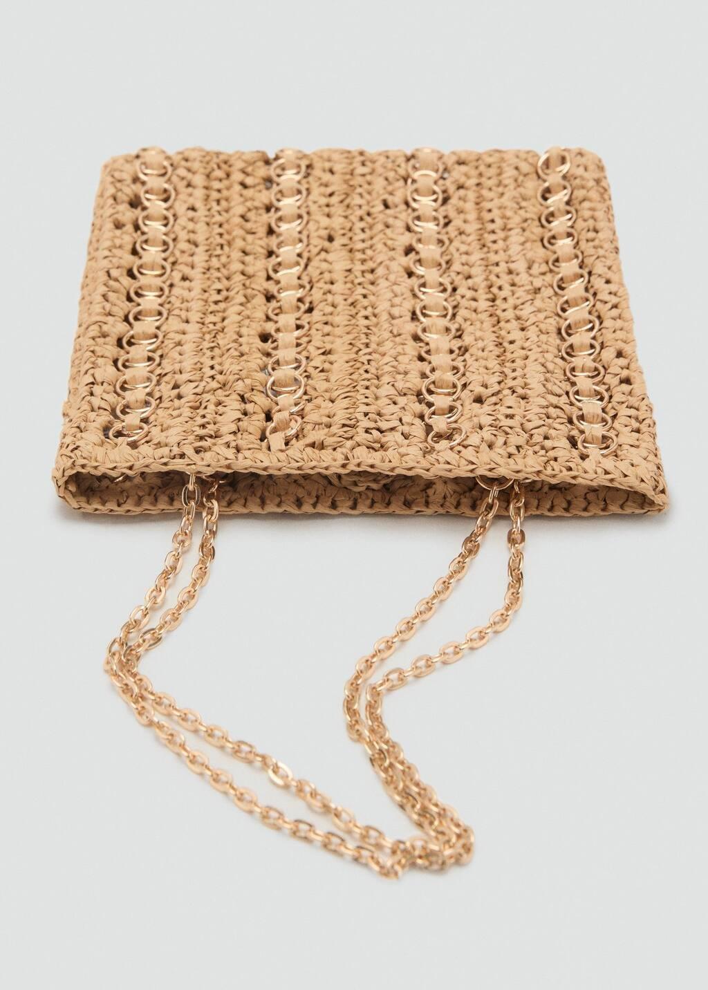Beige Natural Fibre Bag With Metal Rings, Light Beige, large image number 2