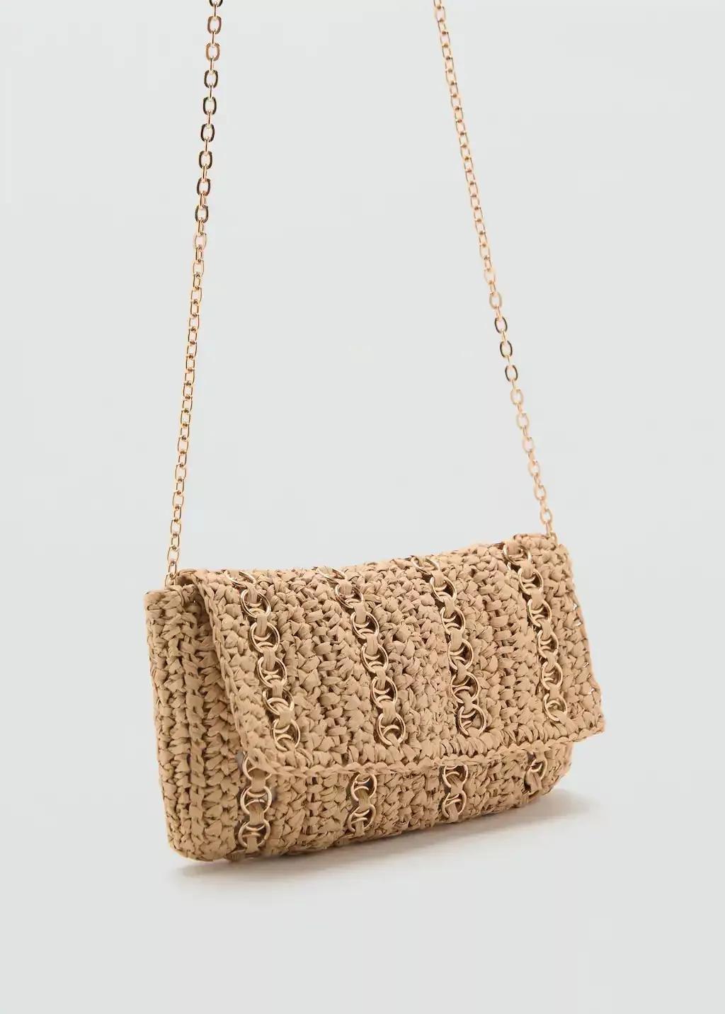Beige Natural Fibre Handbag With Metal Rings, 0201_08, large image number 0