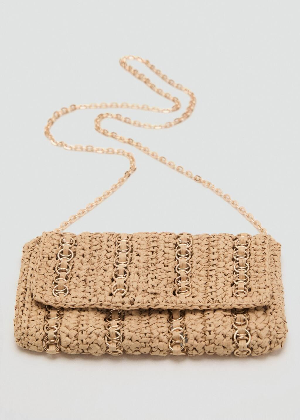 Beige Natural Fibre Handbag With Metal Rings, 0201_08, large image number 2