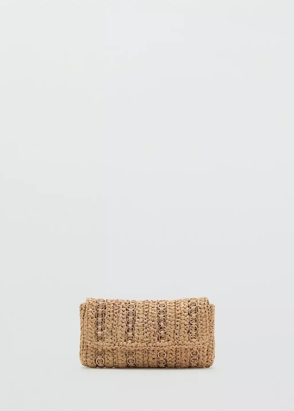 Beige Natural Fibre Handbag With Metal Rings, 0201_08, large image number 3