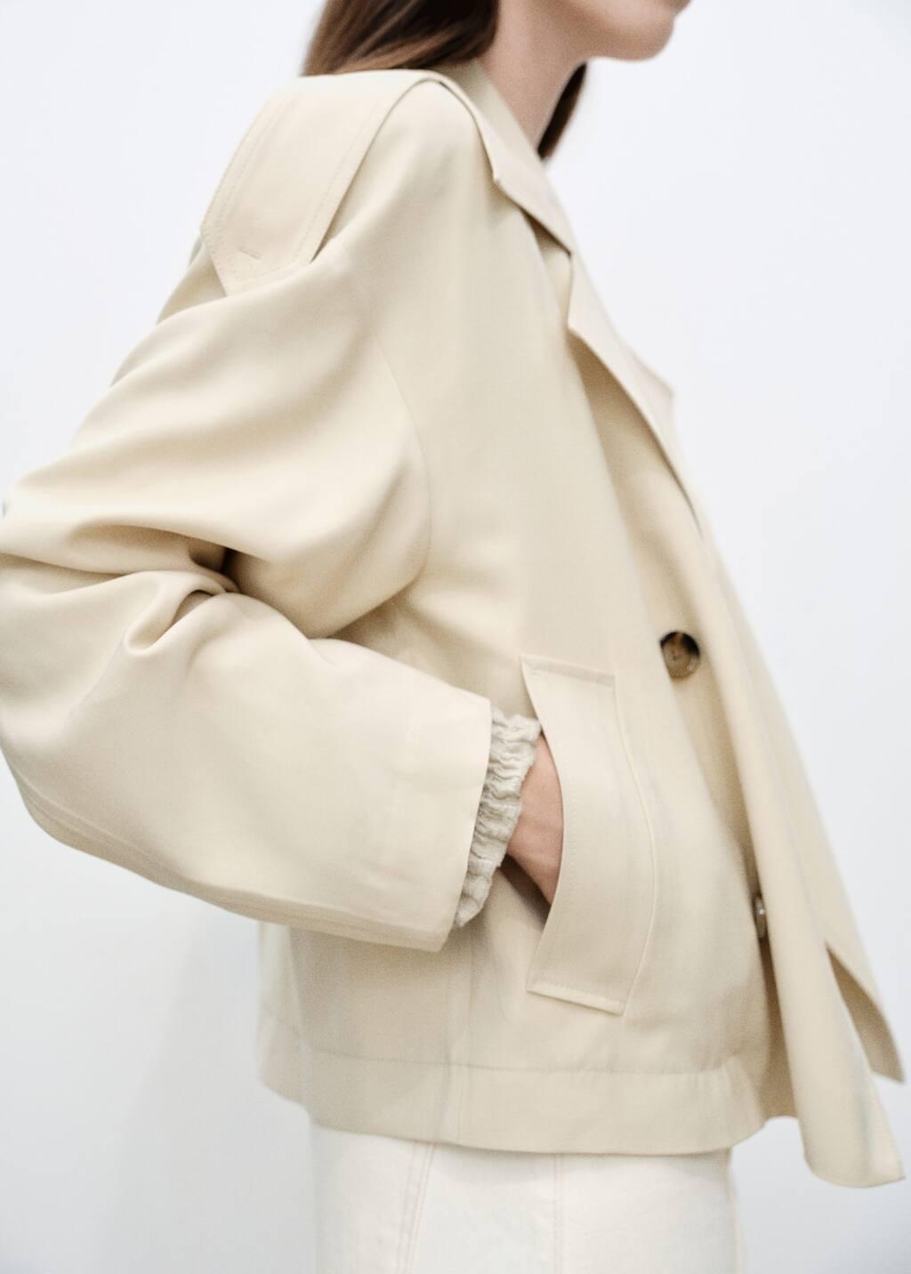 LT PASTEL GREY Double-breasted cropped trench coat, , large image number 2