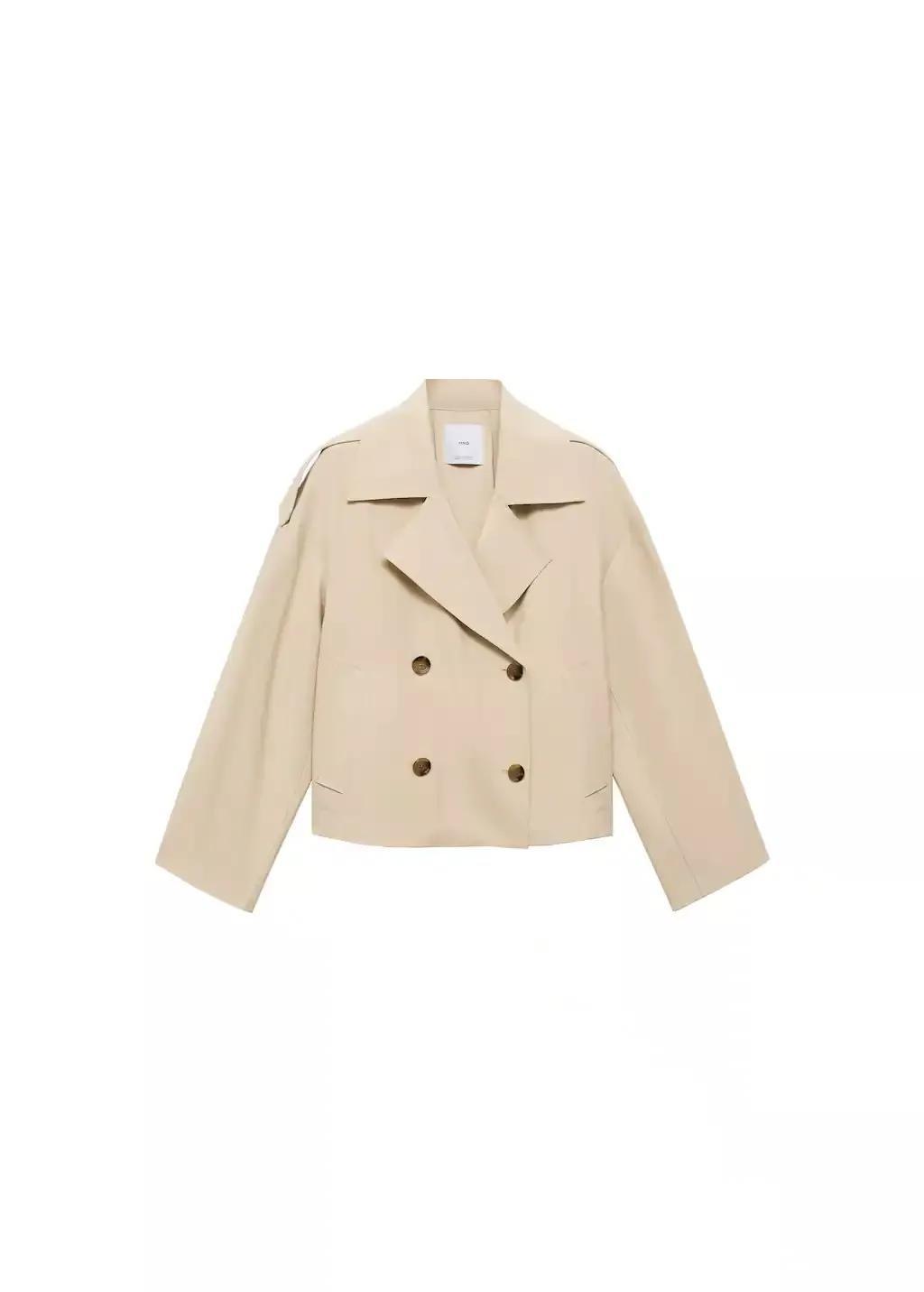 LT PASTEL GREY Double-breasted cropped trench coat, , large image number 3