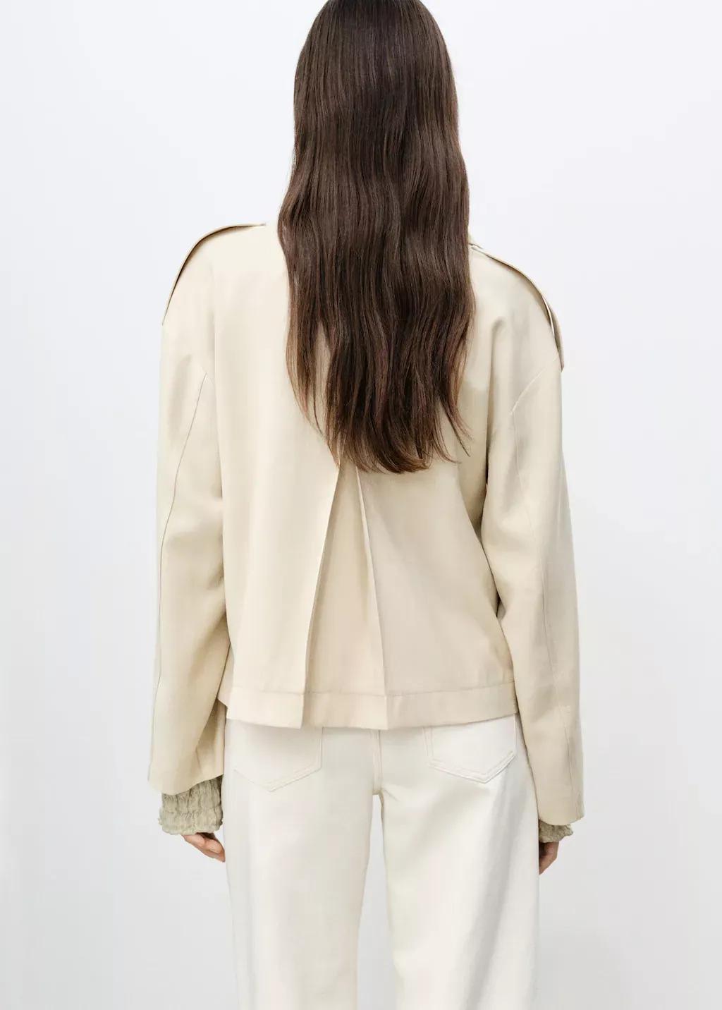 LT PASTEL GREY Double-breasted cropped trench coat, , large image number 5
