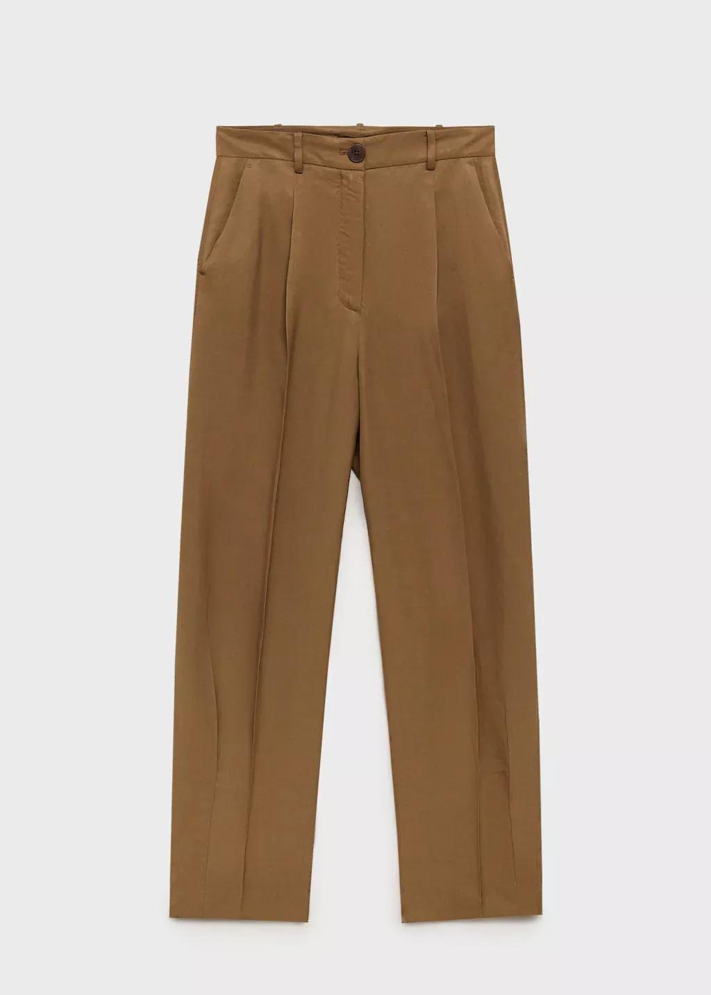 Green Linen-Blend Pleated Trousers, , large image number 3