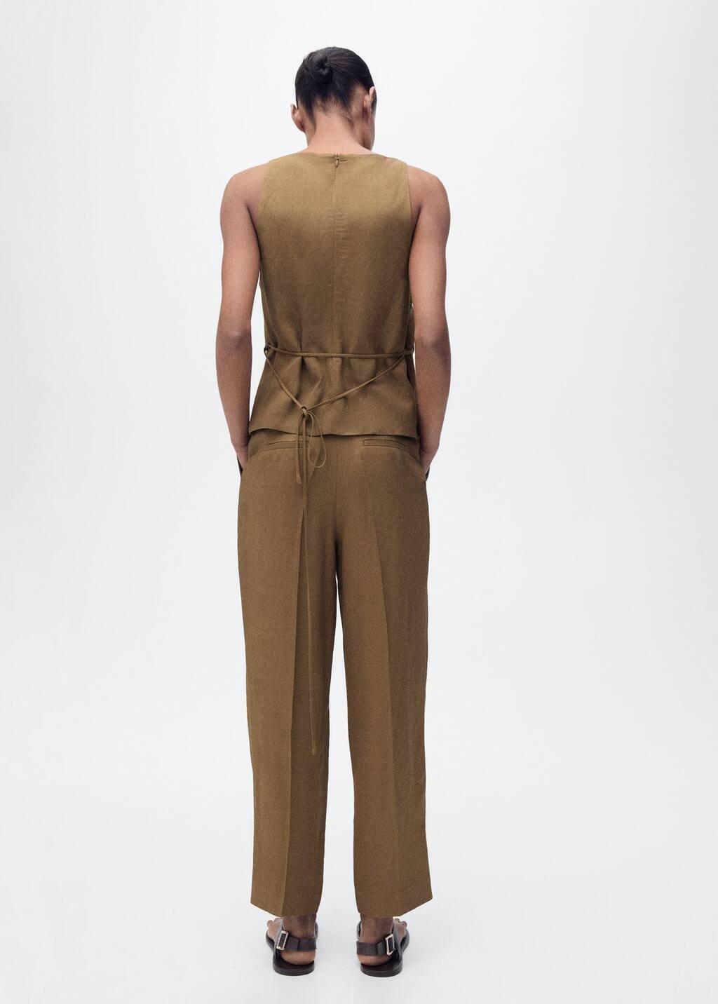 Green Linen-Blend Pleated Trousers, , large image number 6