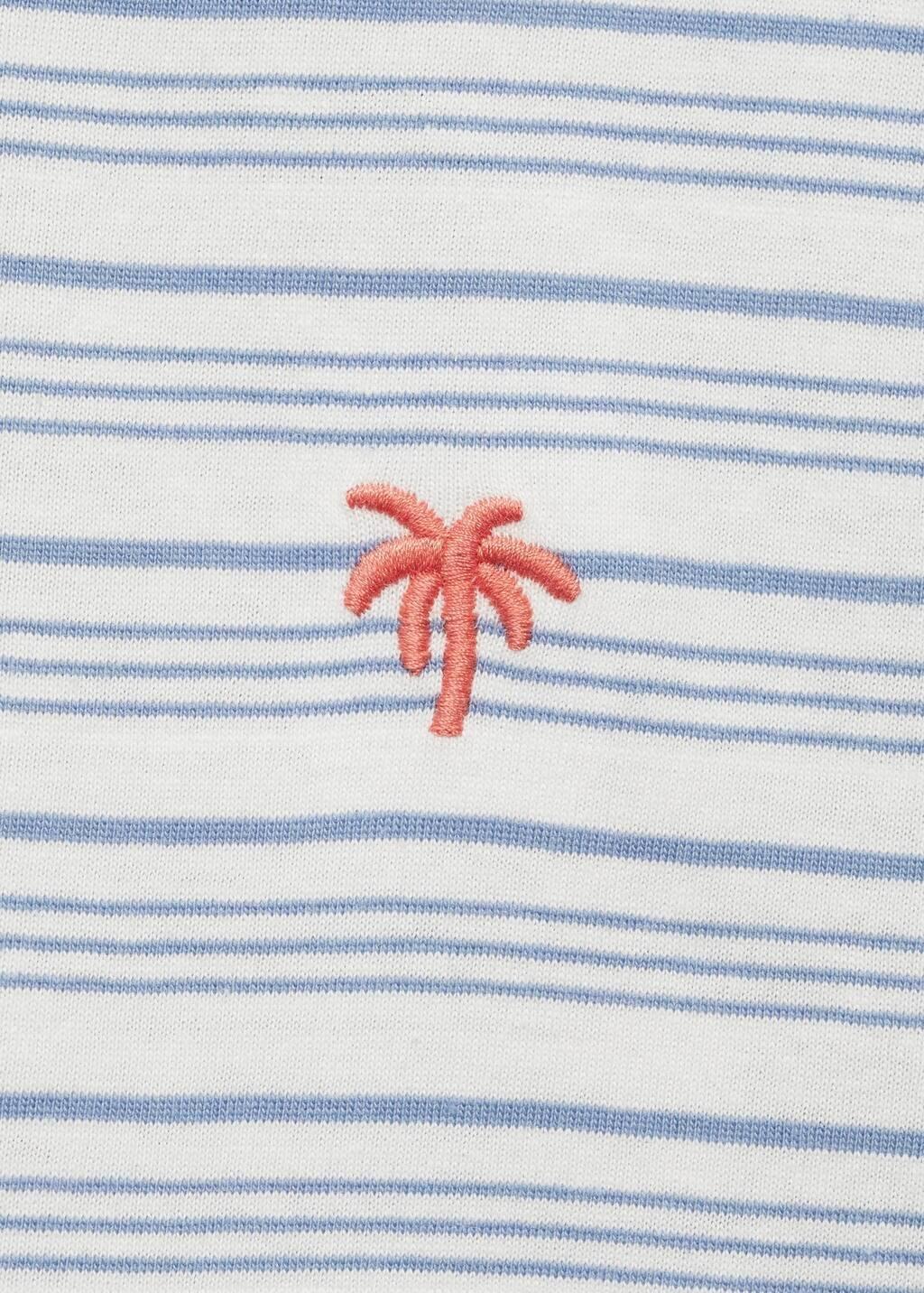 Blue Striped T-Shirt With Embroidered Detail, Kids Boy, , large image number 2