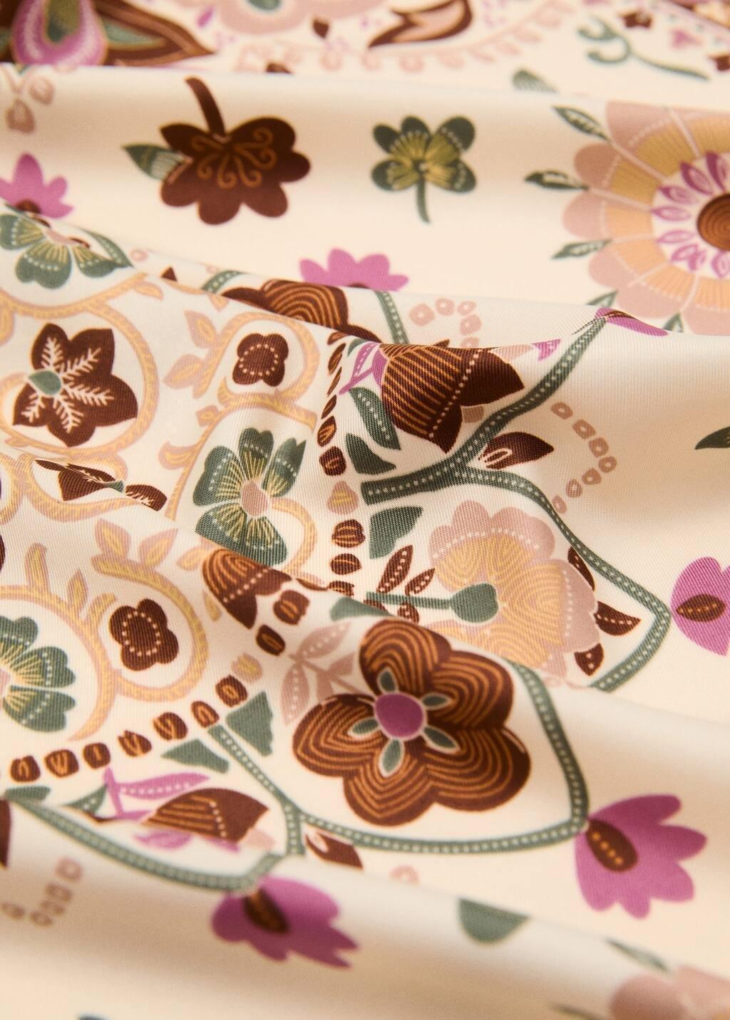 Beige Scarf With Abstract Floral Print, 0201_05, large image number 0