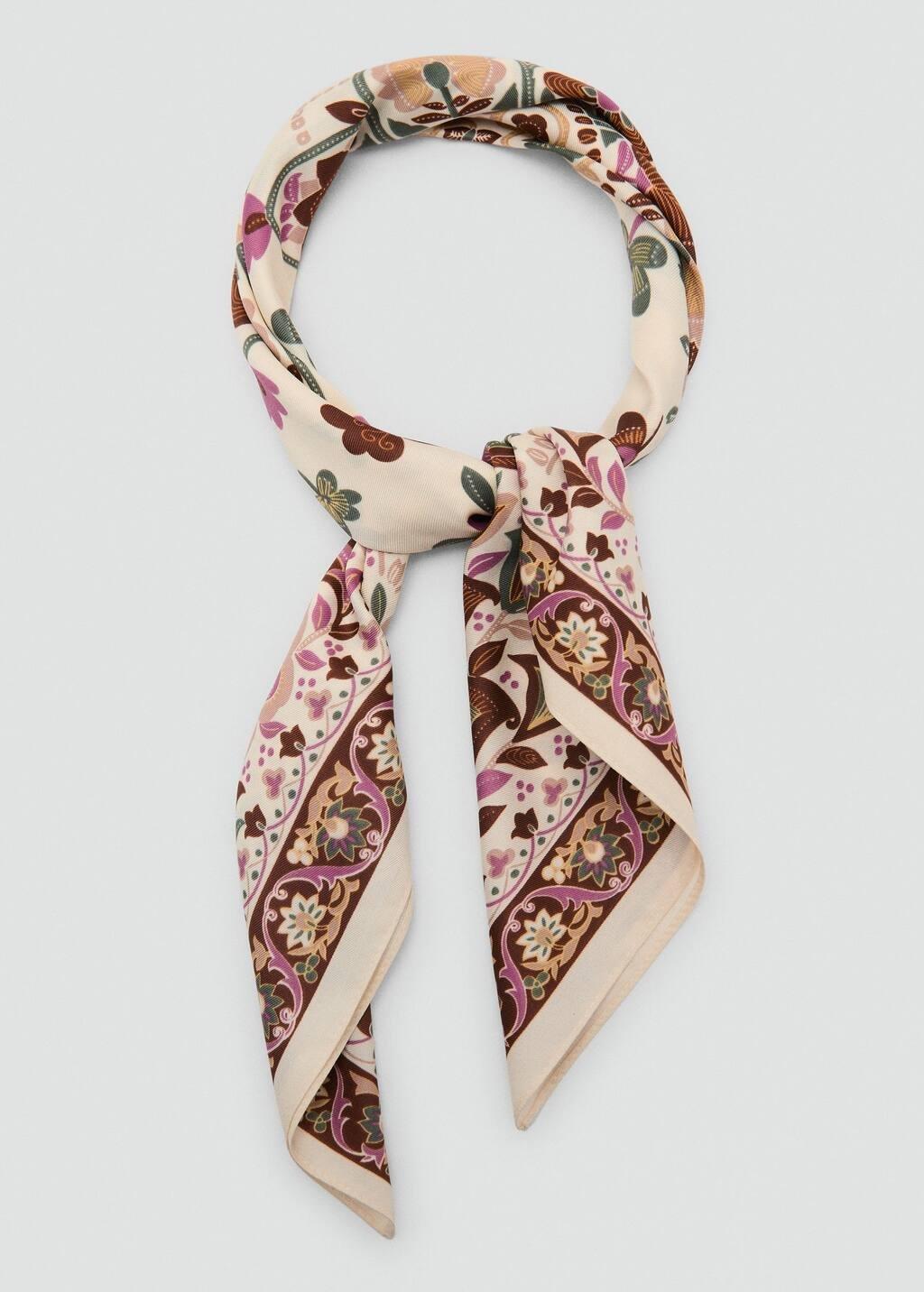 Beige Scarf With Abstract Floral Print, 0201_05, large image number 1
