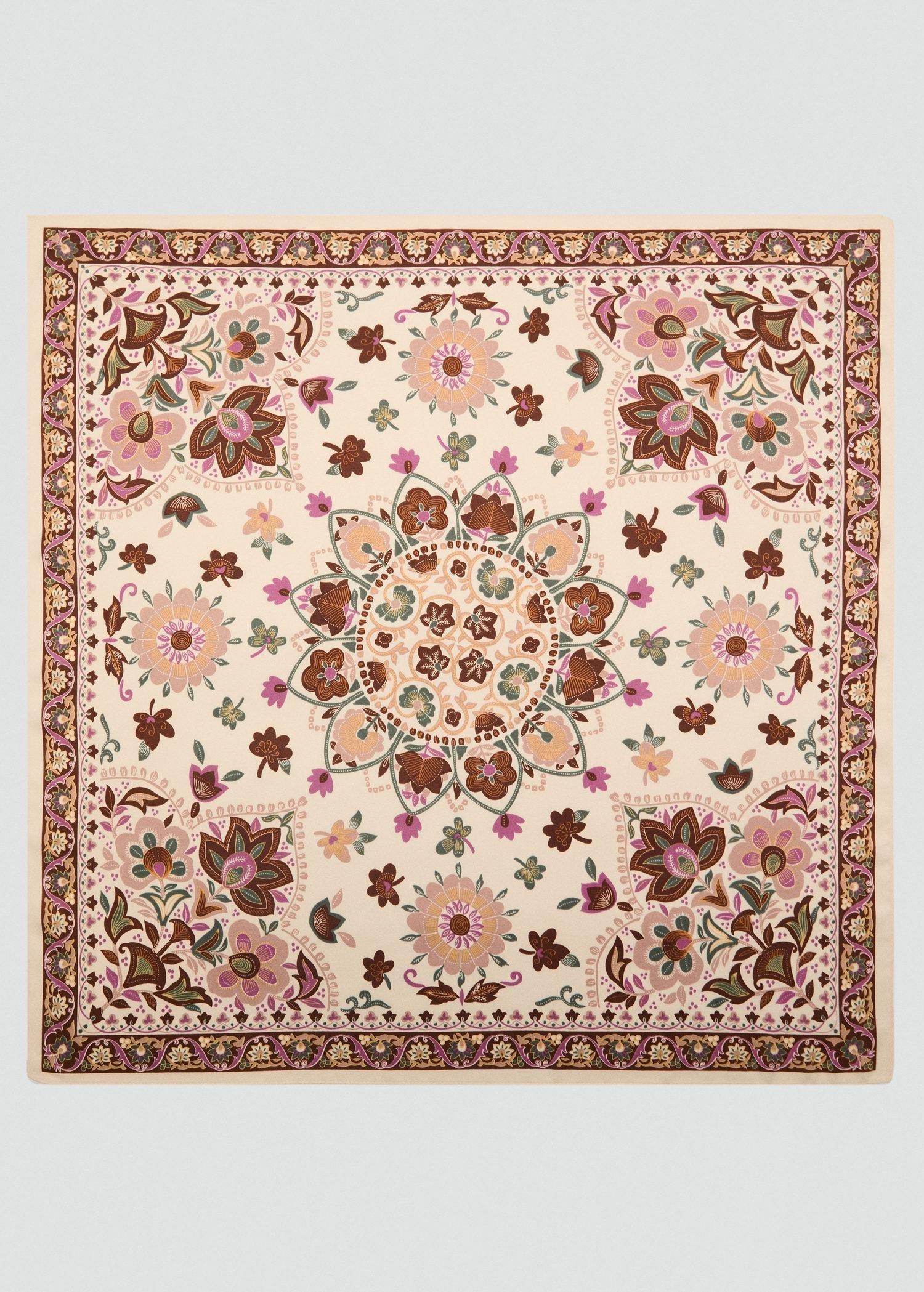 Beige Scarf With Abstract Floral Print, 0201_05, large image number 2