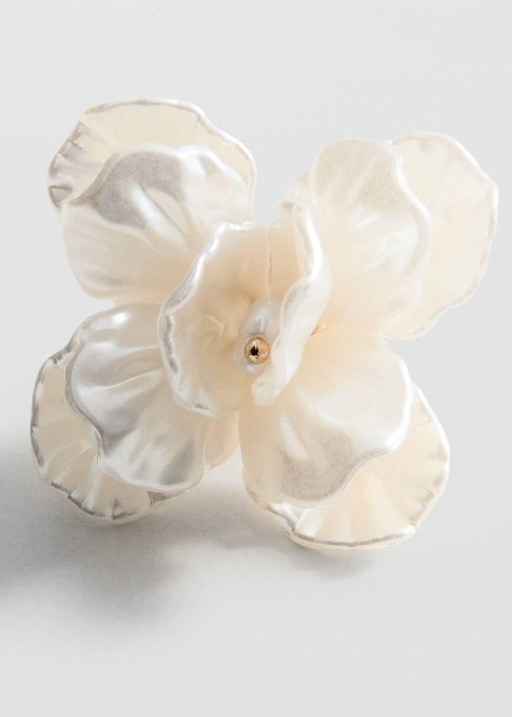 White Floral Earrings, White, large image number 0