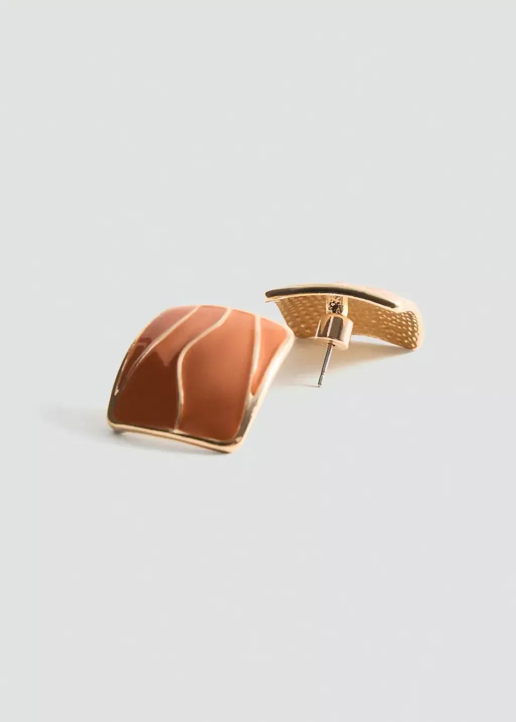 Orange Earrings With Relief Design, 0201_20, large image number 0