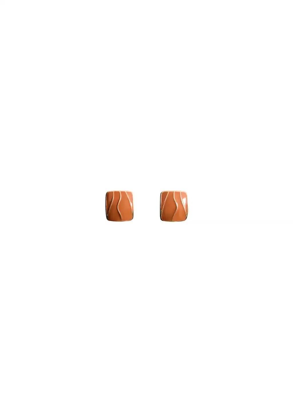 Orange Earrings With Relief Design, 0201_20, large image number 1