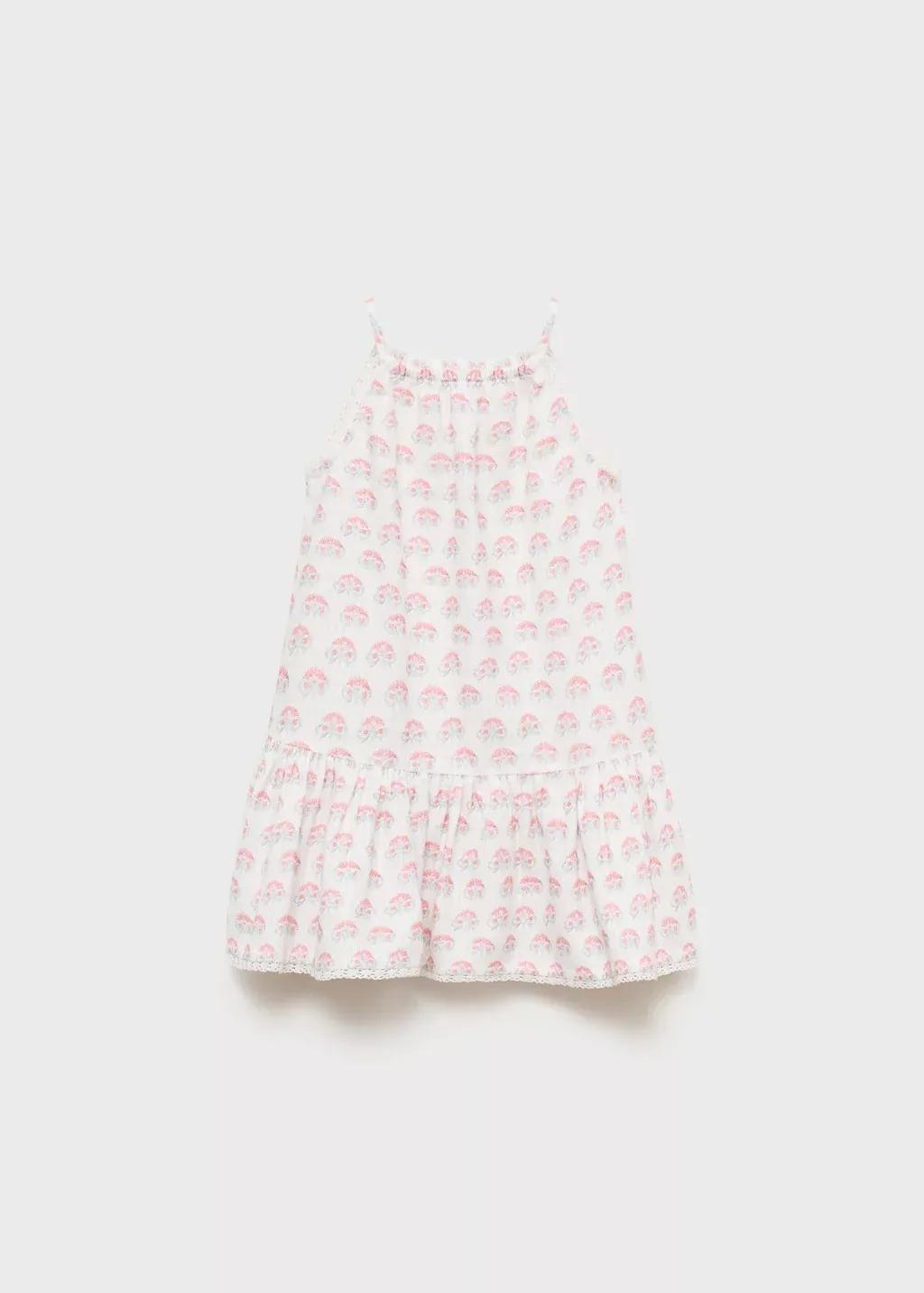 White Floral Embroidered Dress With Straps, Baby Girl, , large image number 0