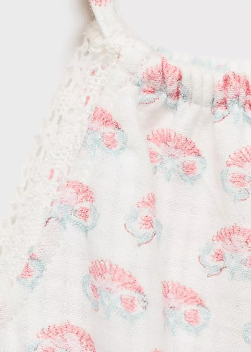 White Floral Embroidered Dress With Straps, Baby Girl, , large image number 1