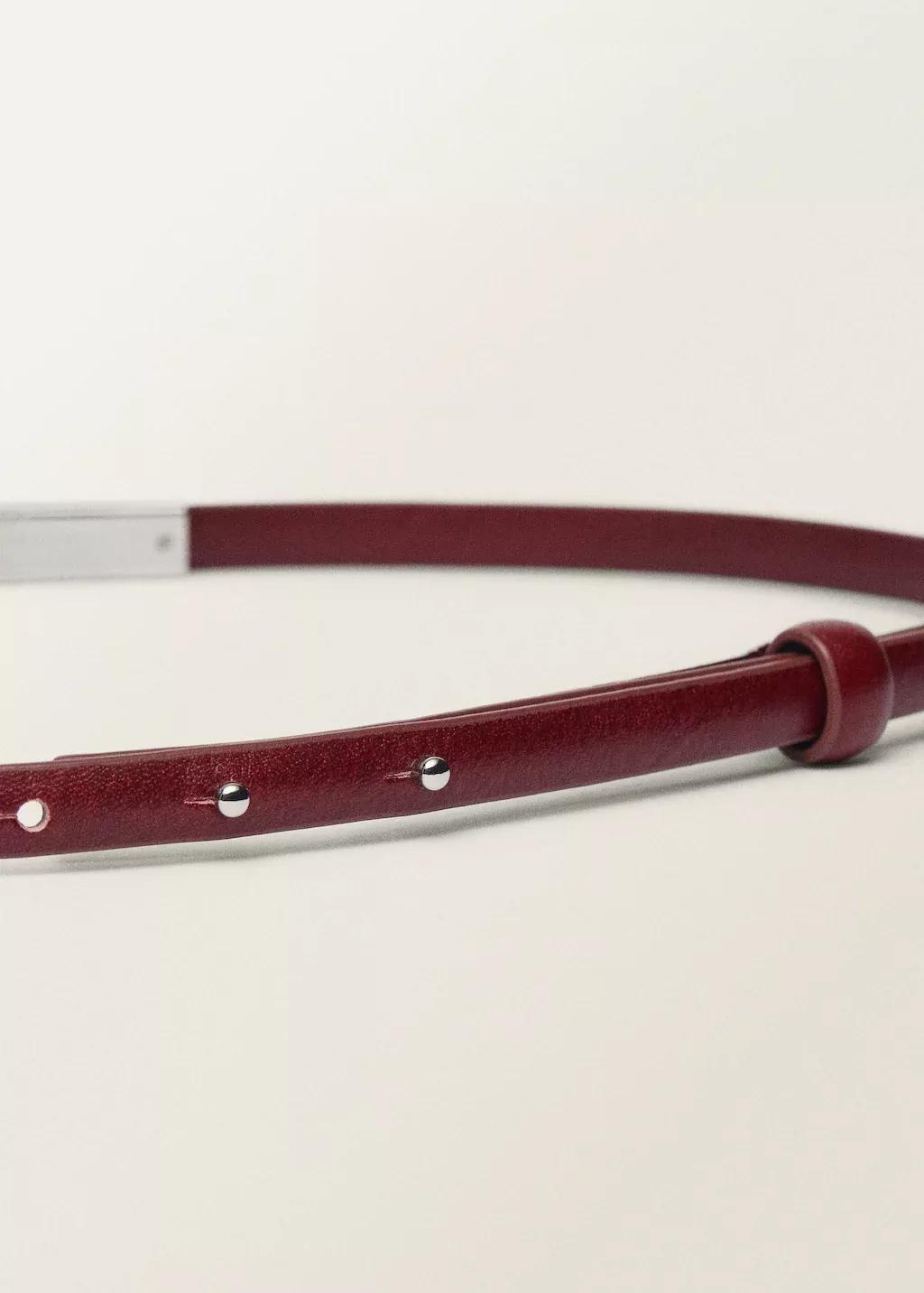 Red Thin Leather Belt With Metal Piece, , large image number 1