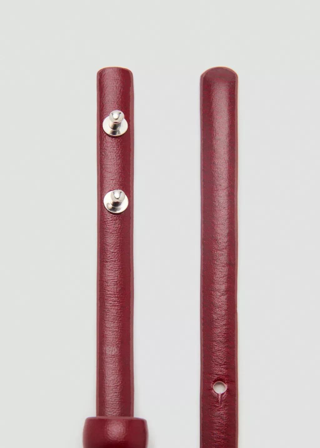 Red Thin Leather Belt With Metal Piece, , large image number 2