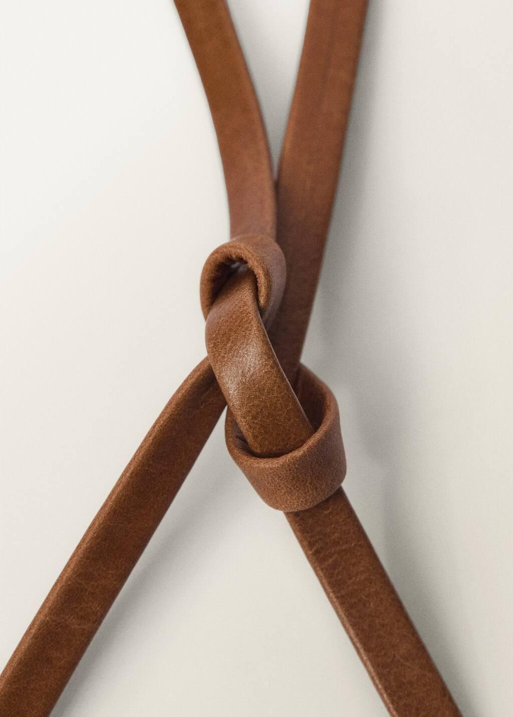 Brown Thin Leather Belt With Flower Detail, 0201_30, large image number 1