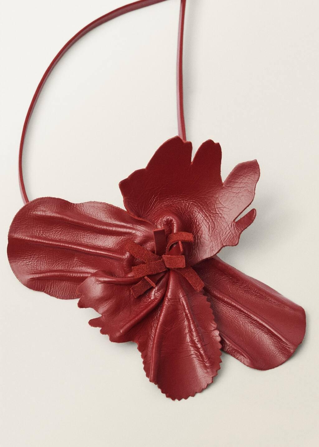 Red Thin Leather Belt With Flower Detail, 0201_70, large image number 0