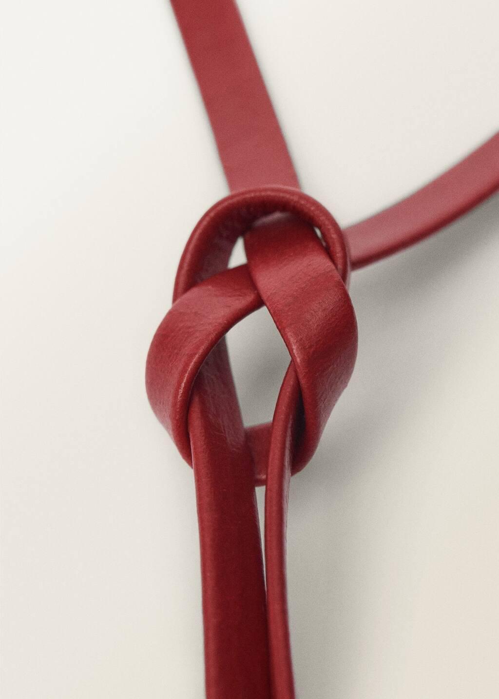 Red Thin Leather Belt With Flower Detail, 0201_70, large image number 1