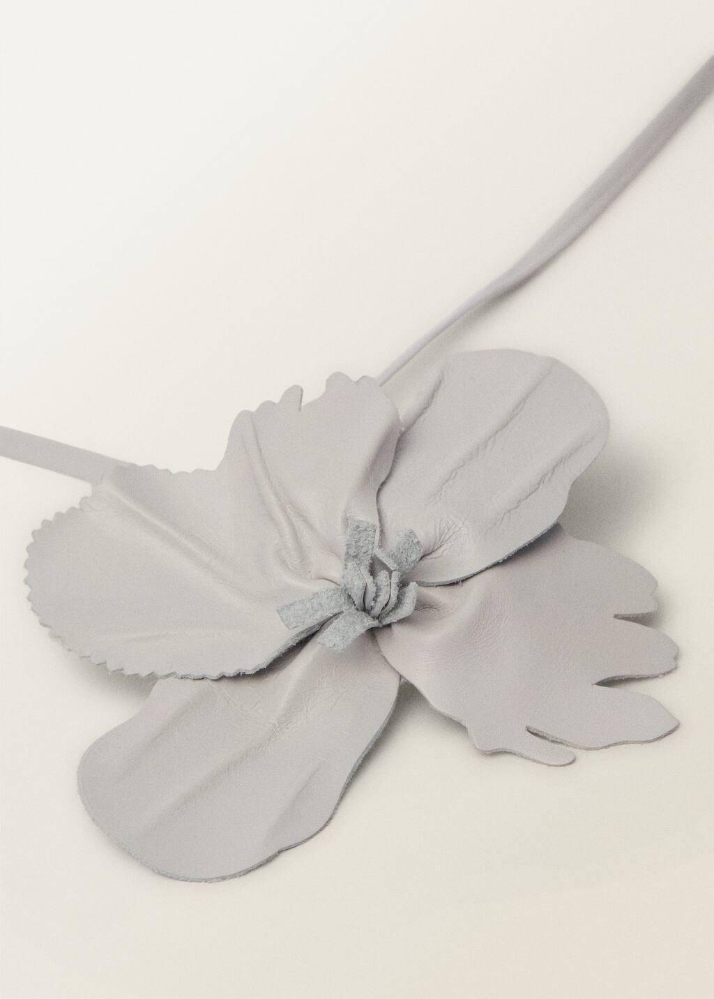 Grey Thin Leather Belt With Flower Detail, 0201_92, large image number 0