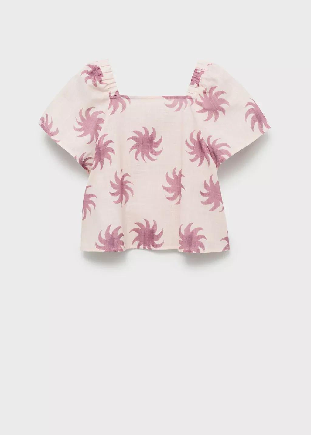 Pink Printed Crop Blouse, Kids Girl, , large image number 0
