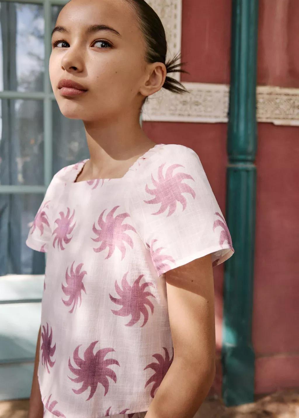 Pink Printed Crop Blouse, Kids Girl, , large image number 5