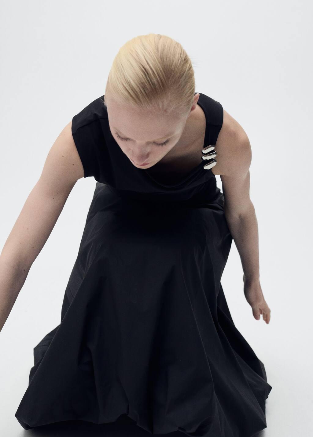Black Asymmetrical Top With Metallic Appliquã©, , large image number 2