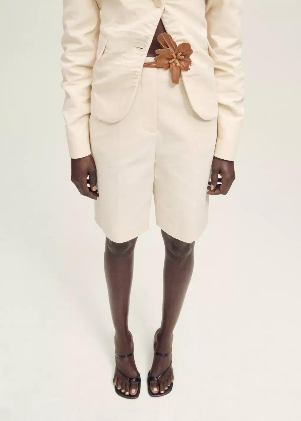 Beige Linen-Blend Suit Bermuda Shorts, , large image number 0