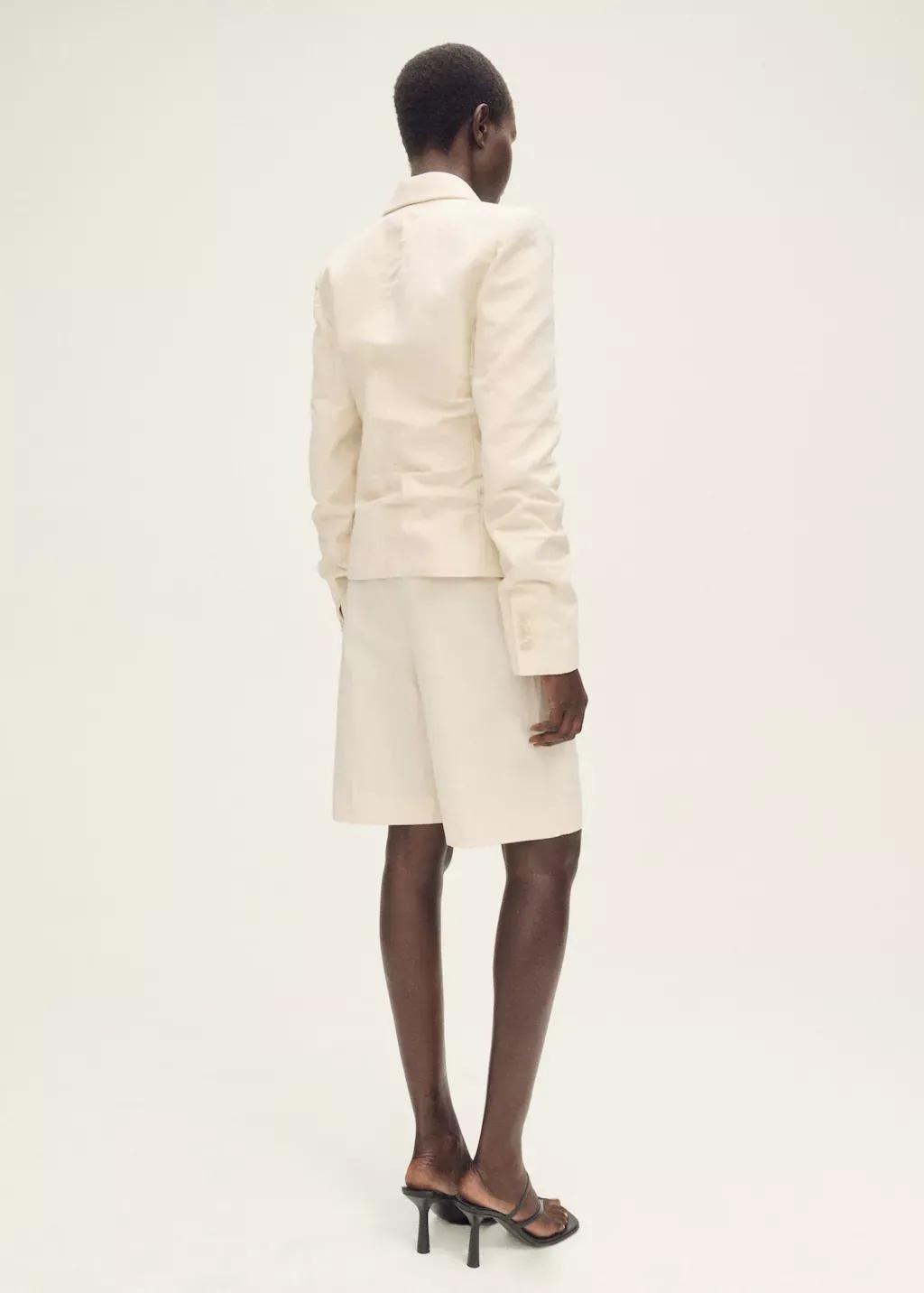 Beige Linen-Blend Suit Bermuda Shorts, , large image number 5