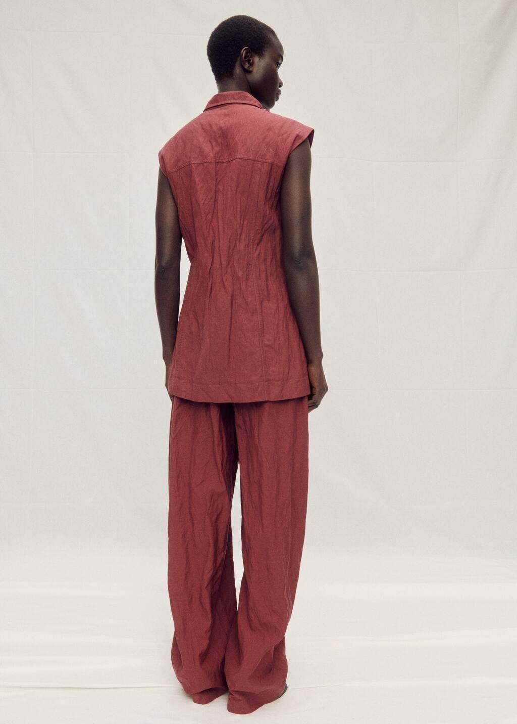 Red Creased-Effect Suit Waistcoat With Pockets, , large image number 6