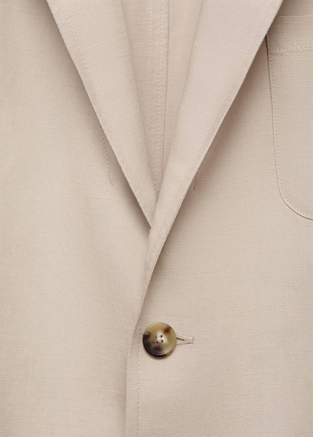 Beige Slim Fit Linen Suit Blazer, , large image number 4