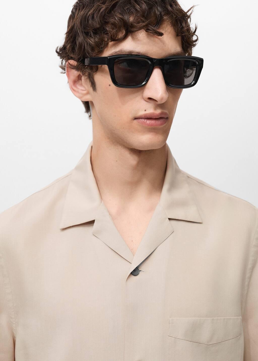 Beige Lyocell Shirt With Pocket, , large image number 1