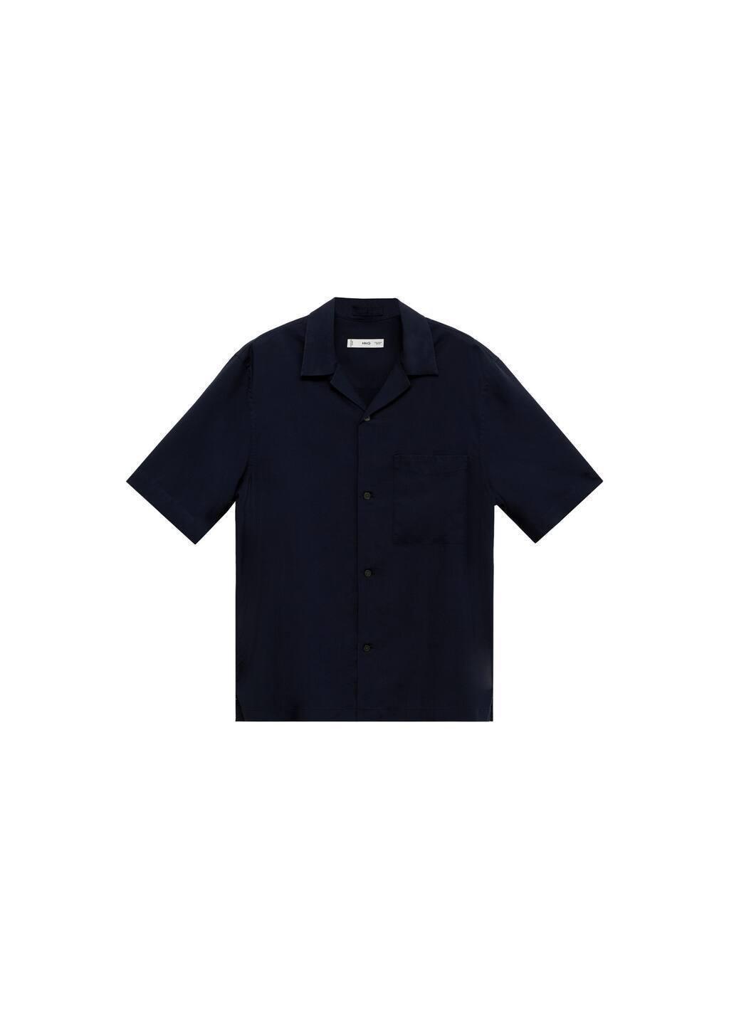Navy Lyocell Shirt With Pocket, , large image number 2