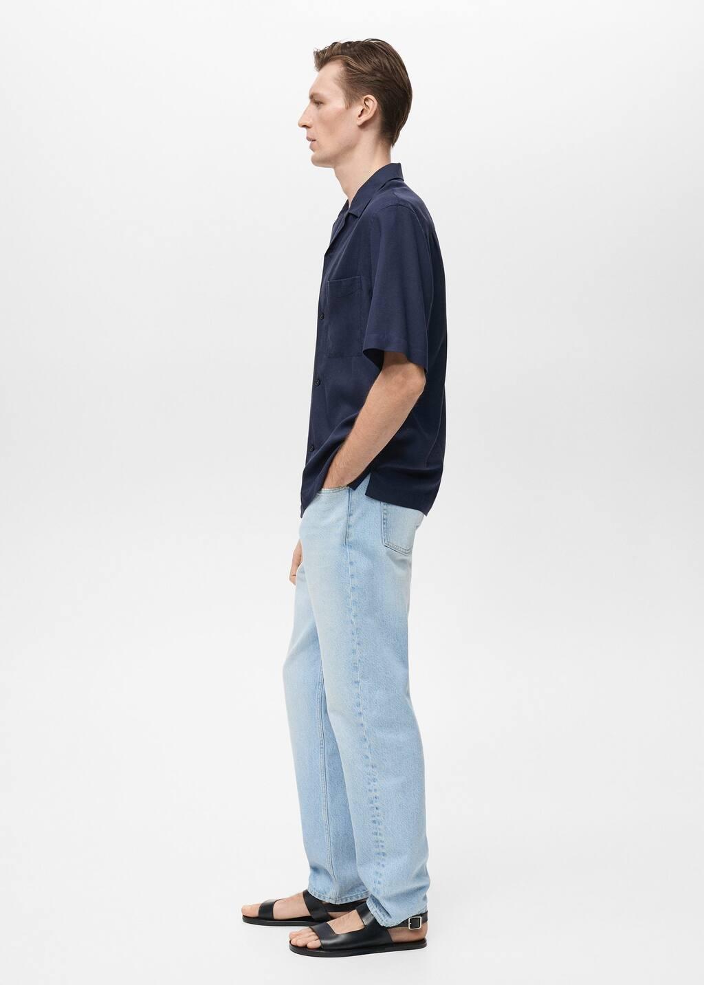 Navy Lyocell Shirt With Pocket, Navy, large image number 3