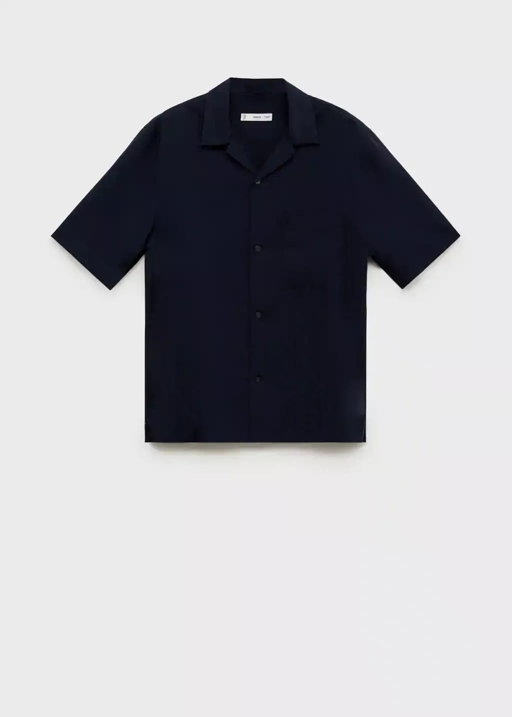 Navy Lyocell Shirt With Pocket, , large image number 4