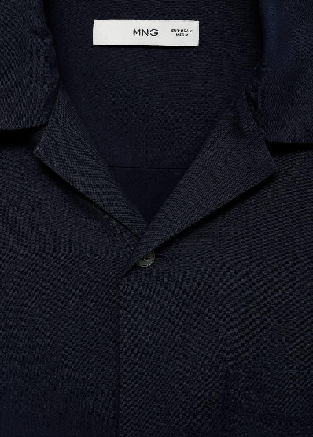 Navy Lyocell Shirt With Pocket, , large image number 5