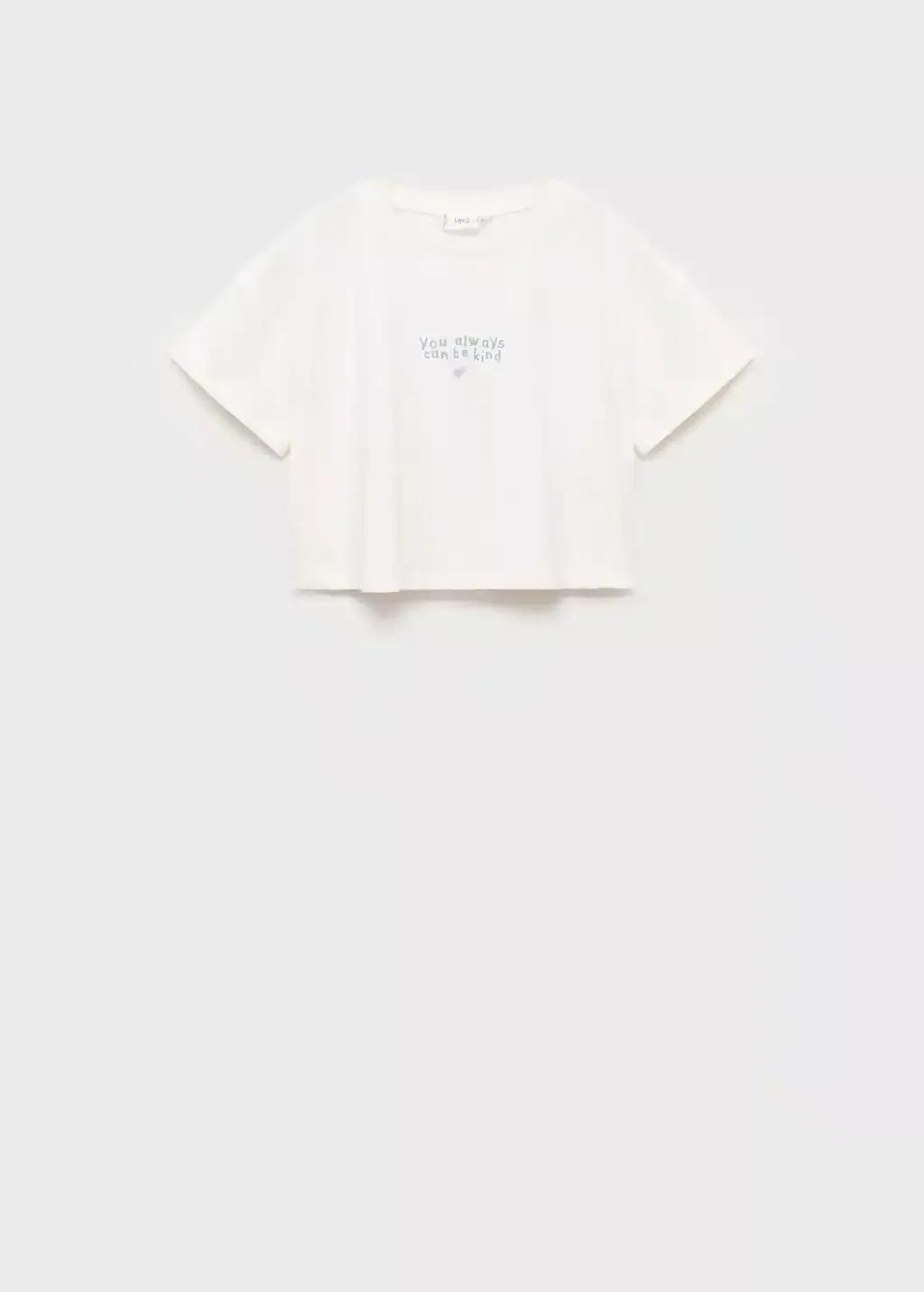 NATURAL WHITE Message crop T-shirt, Kids Girl, , large image number 3