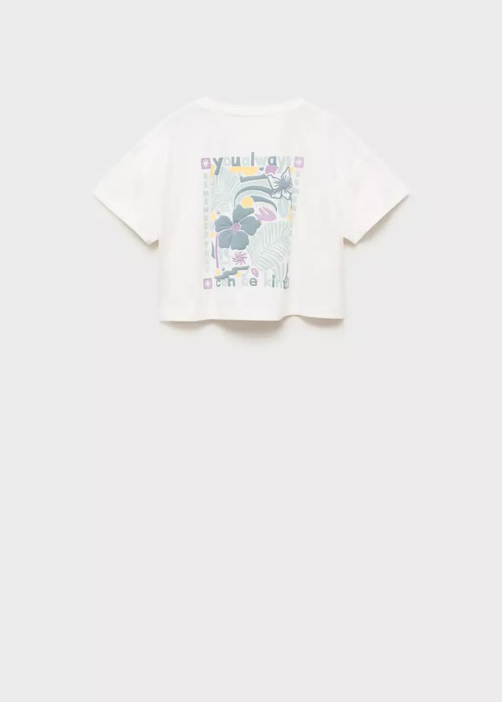NATURAL WHITE Message crop T-shirt, Kids Girl, , large image number 4
