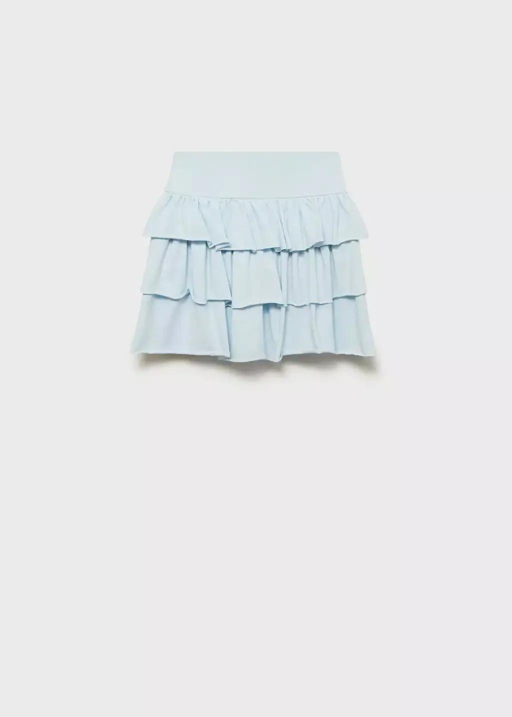 Blue Lt Pastel Ruffled Trouser Skirt, Kids Girl, , medium