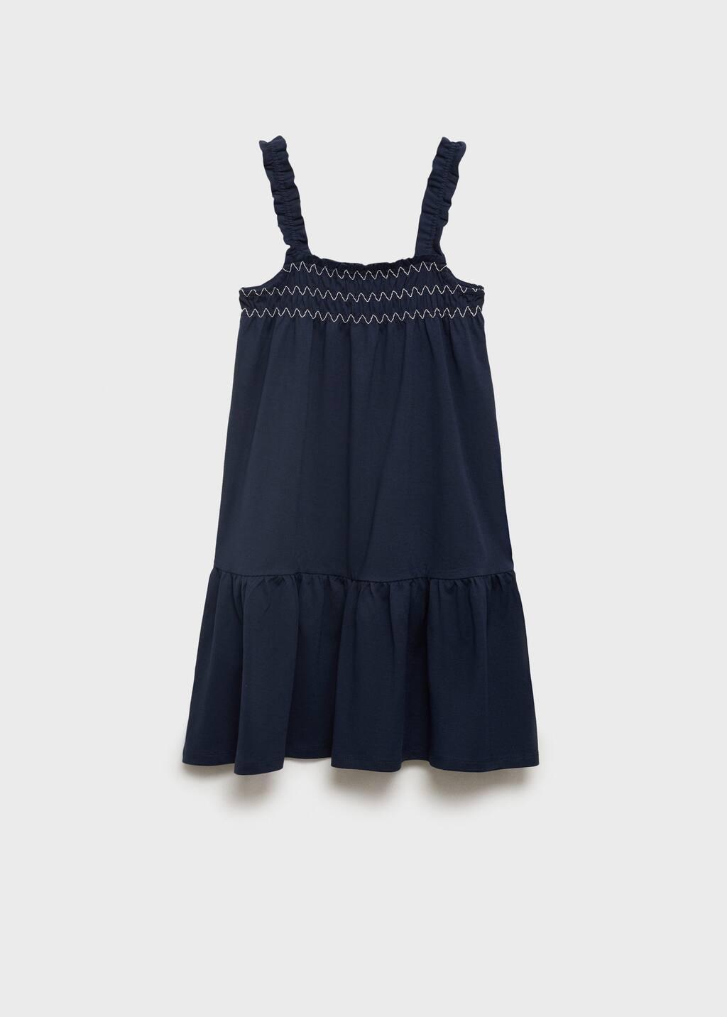 Navy Embroidered Flounce Dress, Kids Girl, , large image number 2