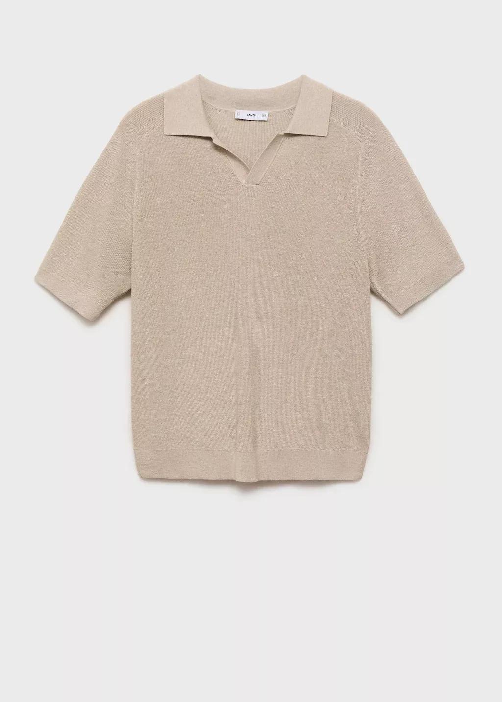 Brown Lt Pastel Structured Knitted Polo Shirt, , large image number 3