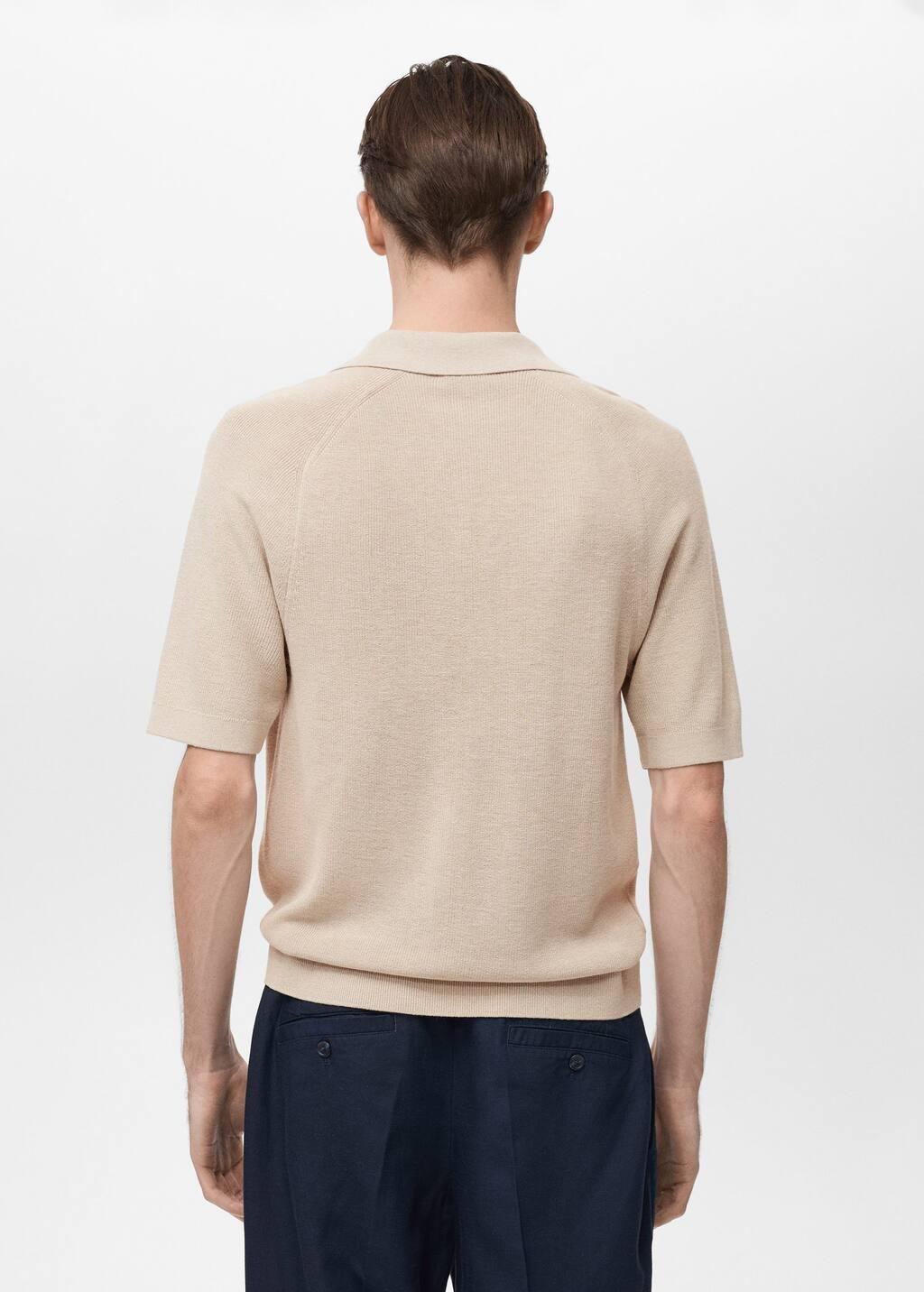 Brown Lt Pastel Structured Knitted Polo Shirt, , large image number 6