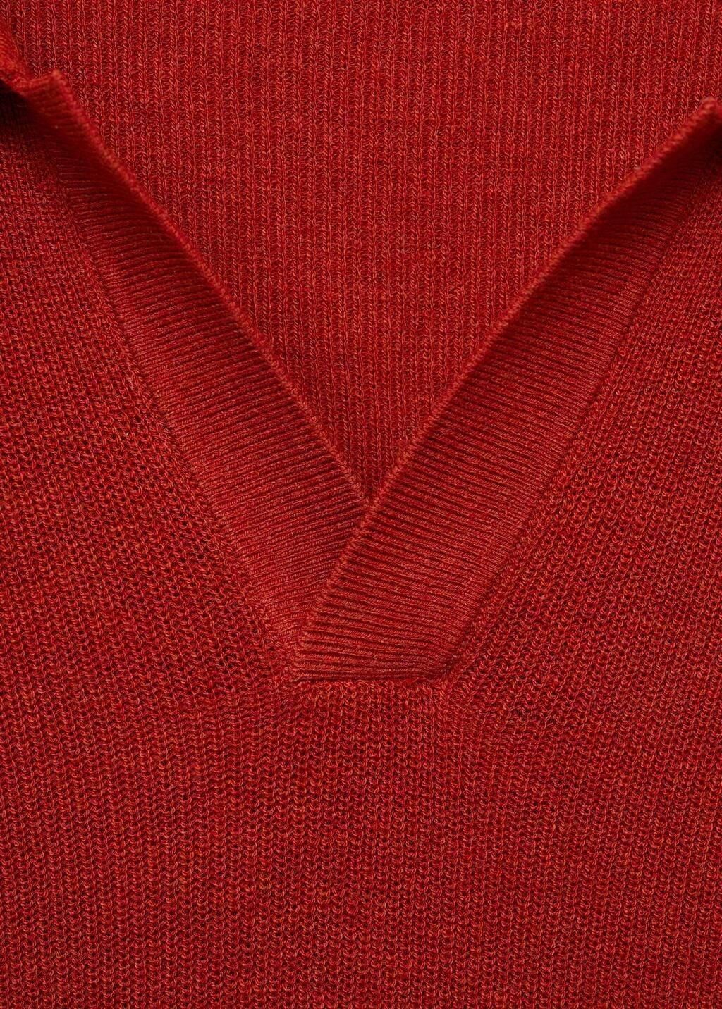 RED Structured knitted polo shirt, , large image number 4