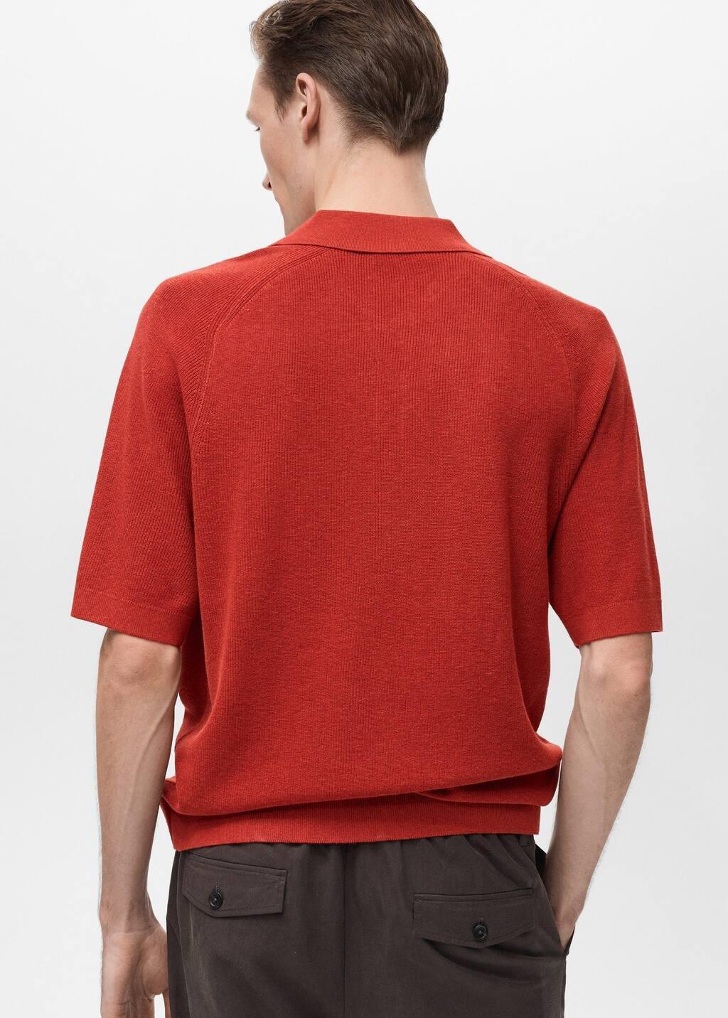 RED Structured knitted polo shirt, , large image number 5
