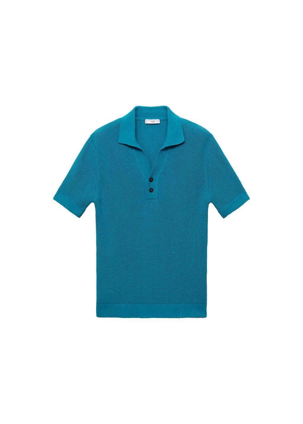 Turquoise Pearl-Knit Polo Shirt, , large image number 2